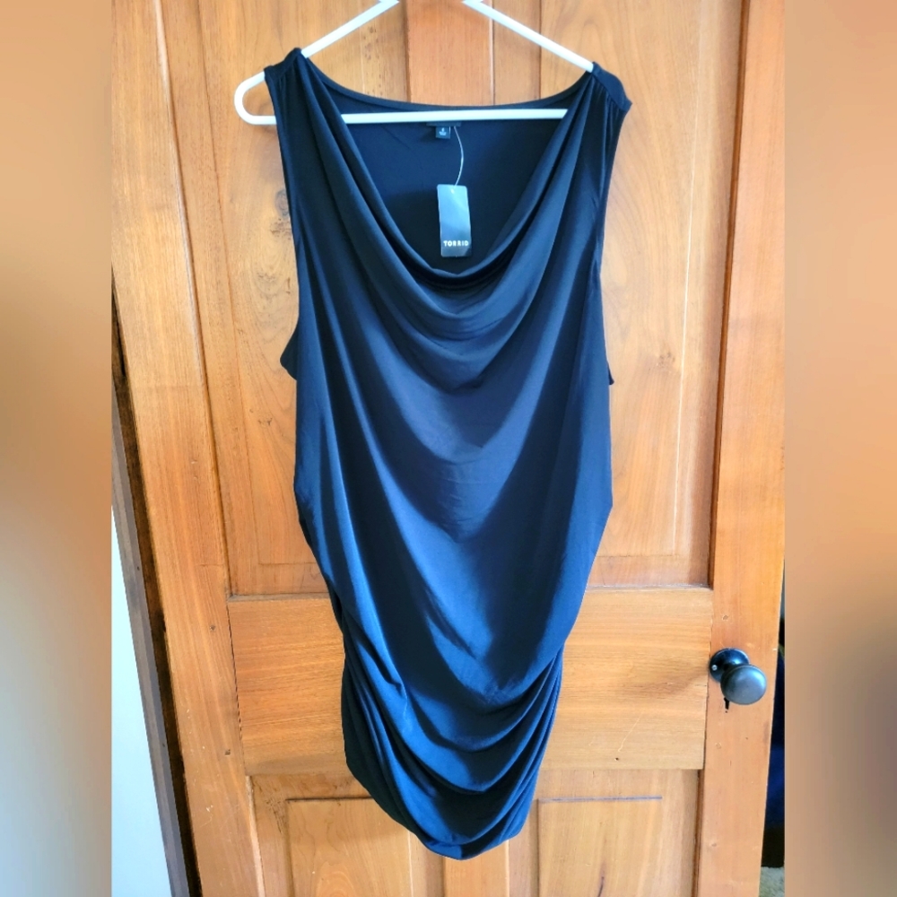 Rouched Side Cowl Neck Shirt